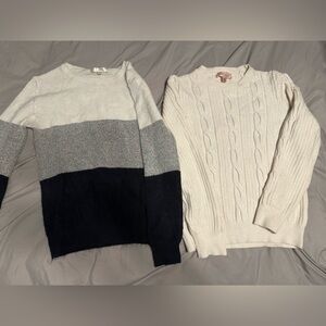 Colorblock and Cable Knit Women's Sweater Set